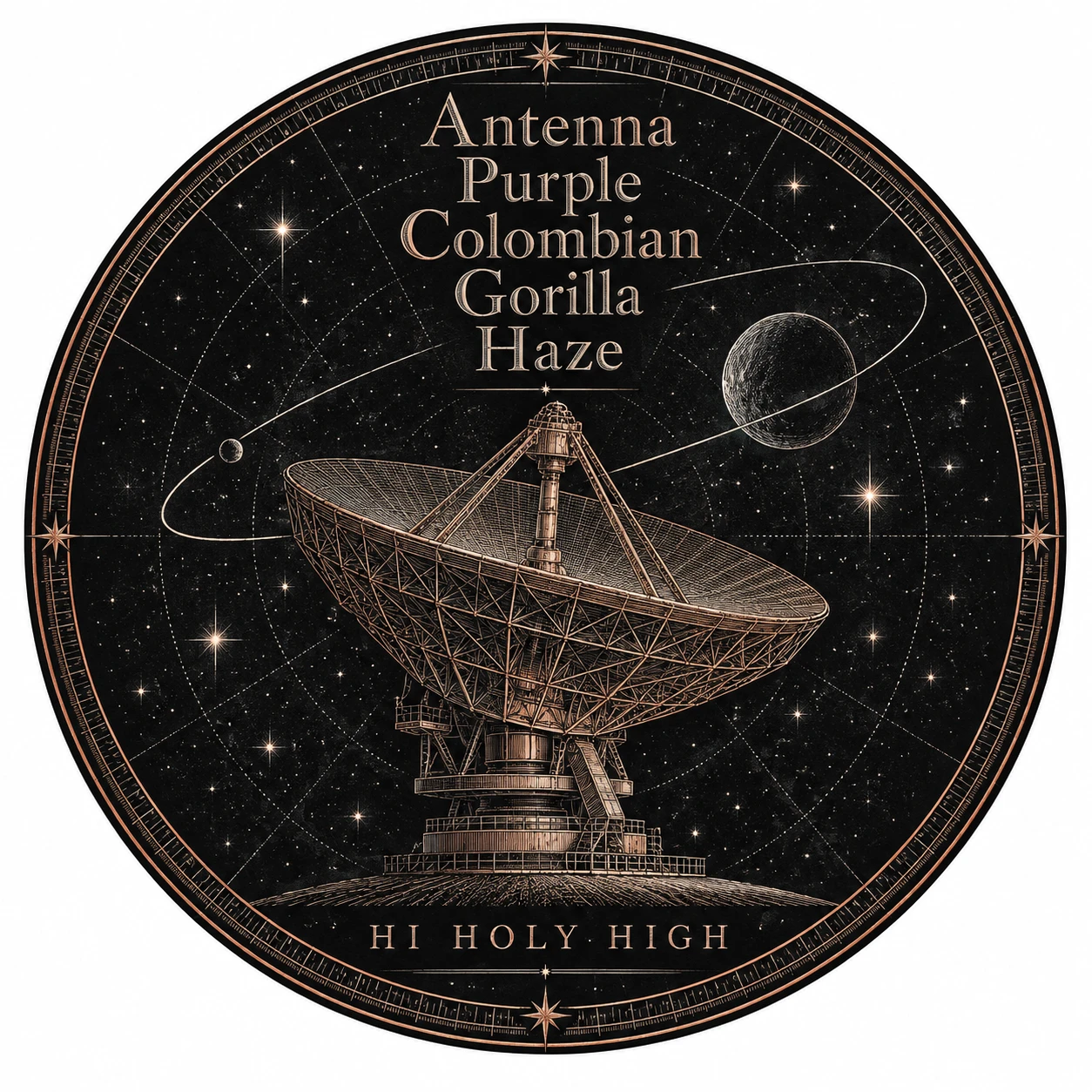 Arte provisional A-R1 · Antenna Purple Colombian Gorilla Haze