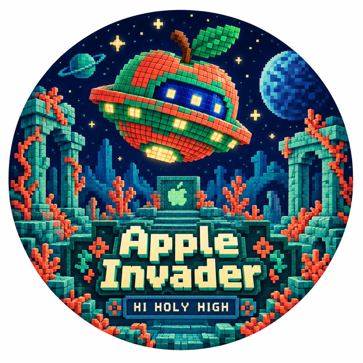 Arte provisional A-R1 · Apple Invader