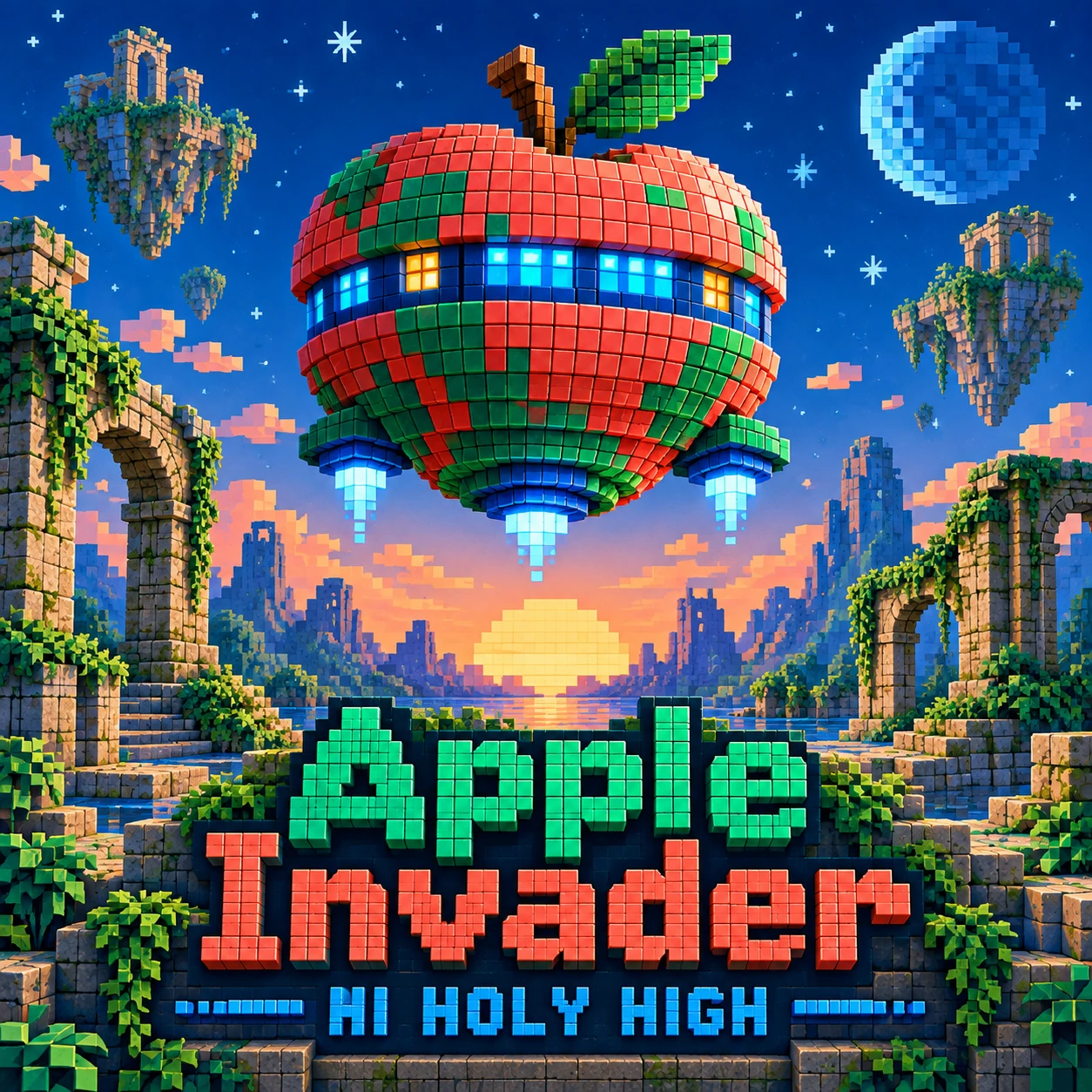 Arte provisional A-S1 · Apple Invader