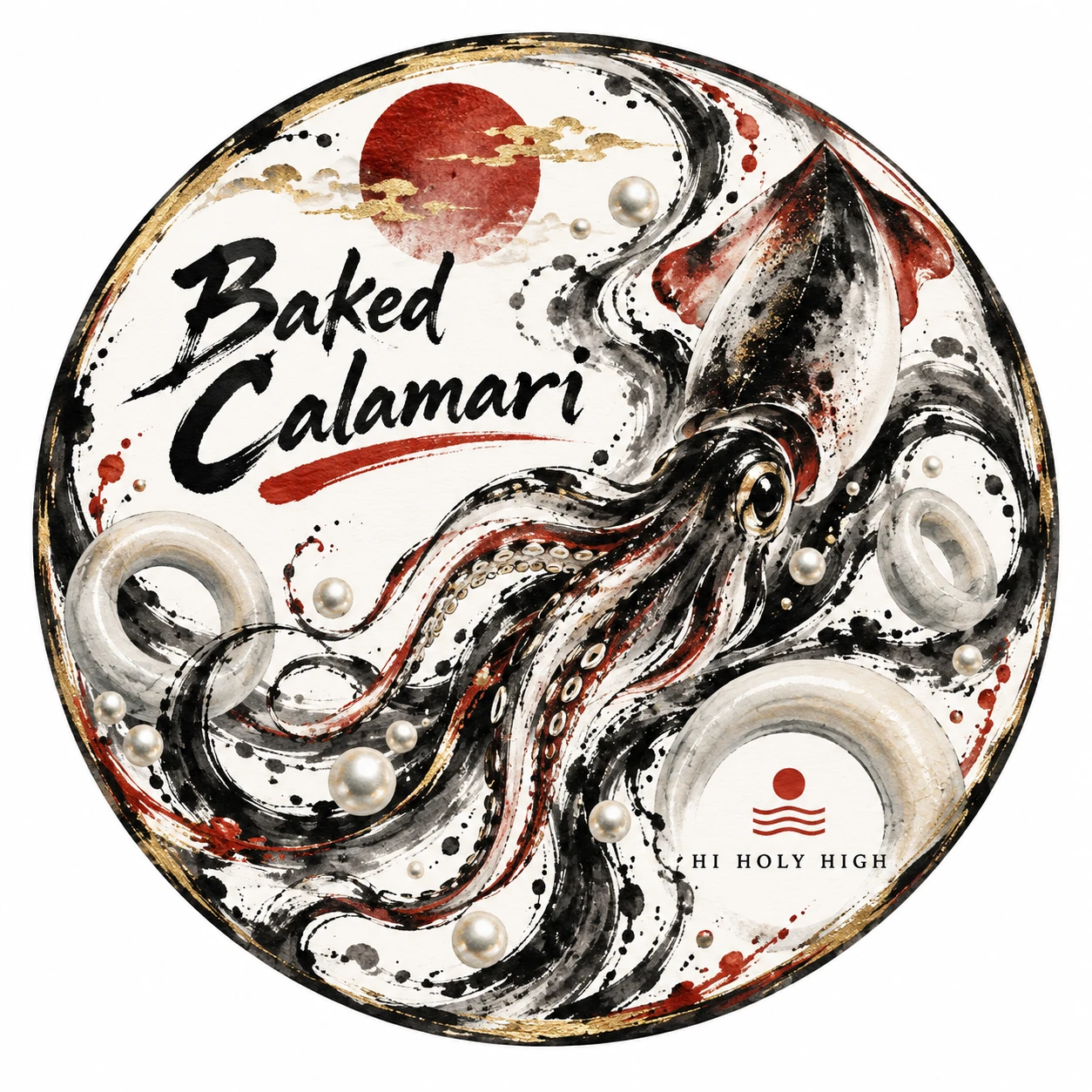 Arte provisional A-R1 · Baked Calamari