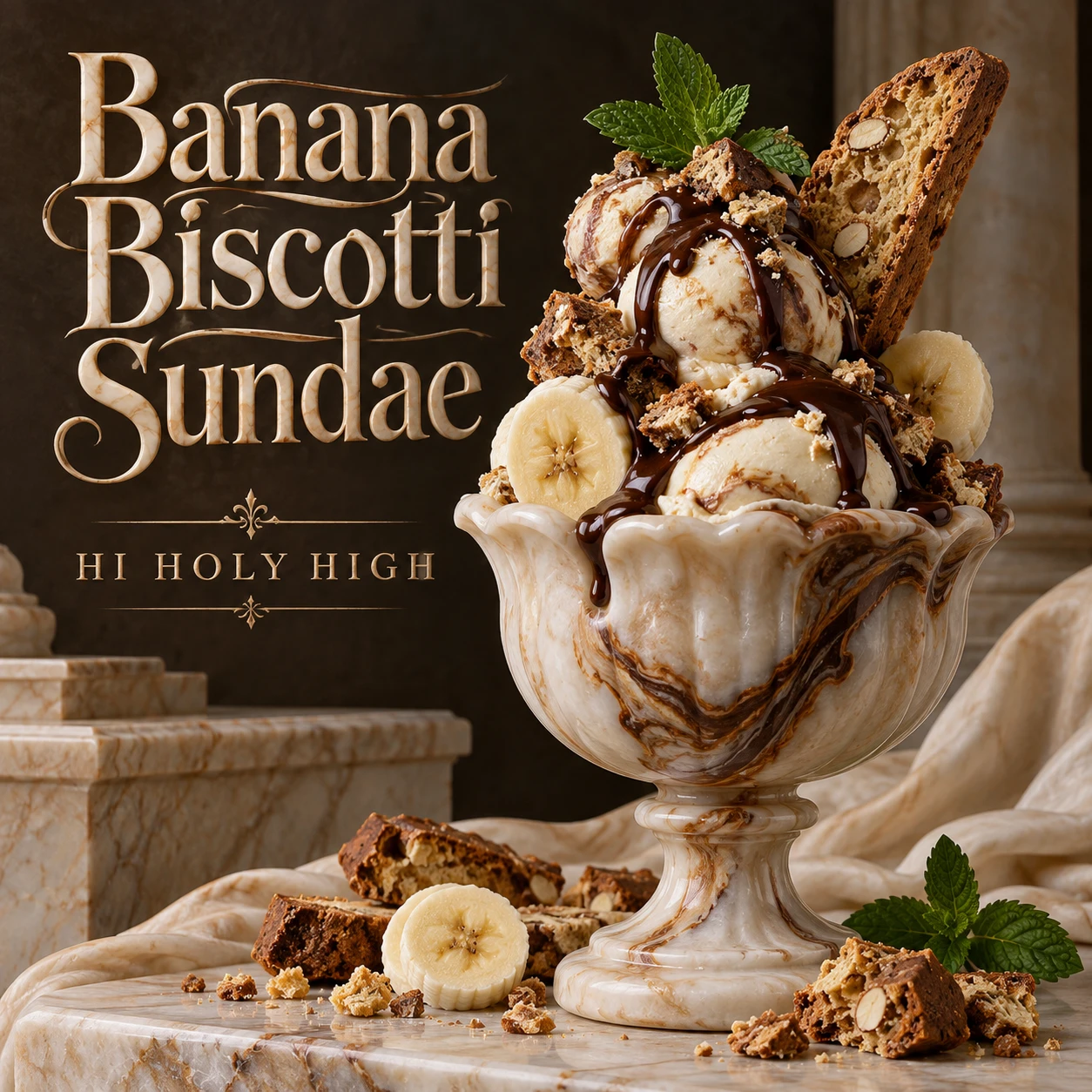 Arte provisional A-S1 · Banana Biscotti Sundae