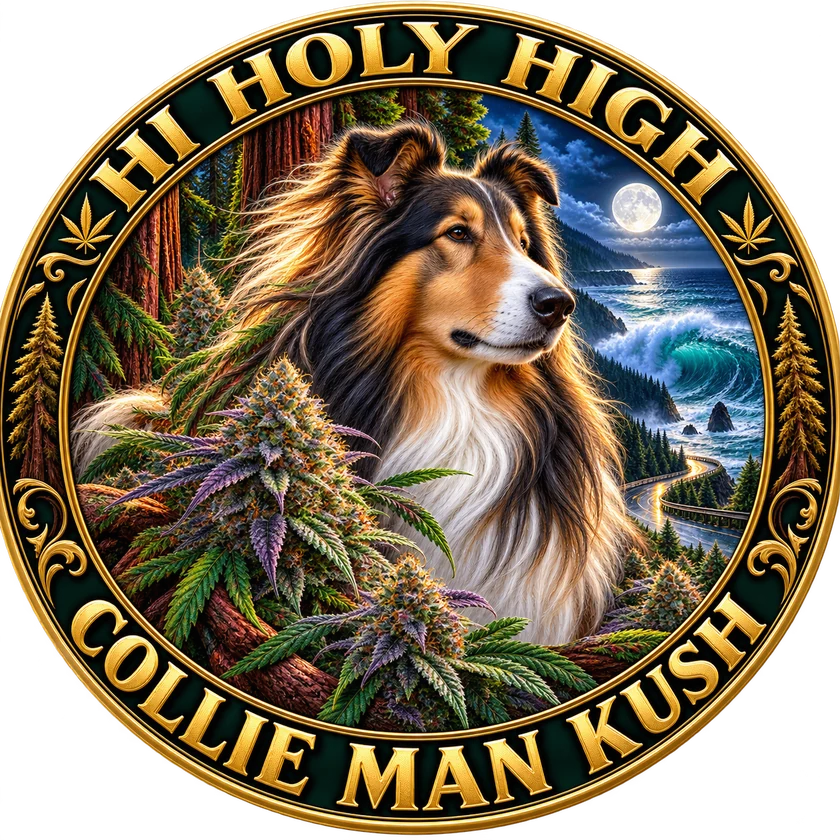 Top-rated round artwork for Collie Man Kush - Humboldt Seeds