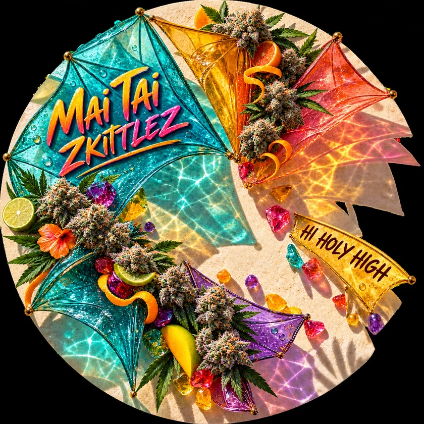 Bestbewertete runde Kunst für Mai Tai Zkittllez (Generation1) (Mai Tai #39 x Zkittlez Cake