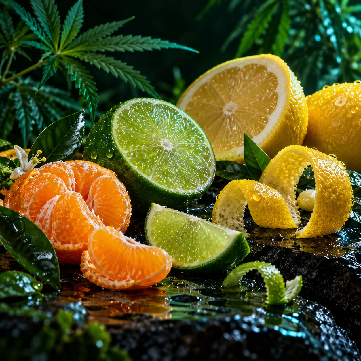 Limón, lima y mandarina para el perfil cítrico