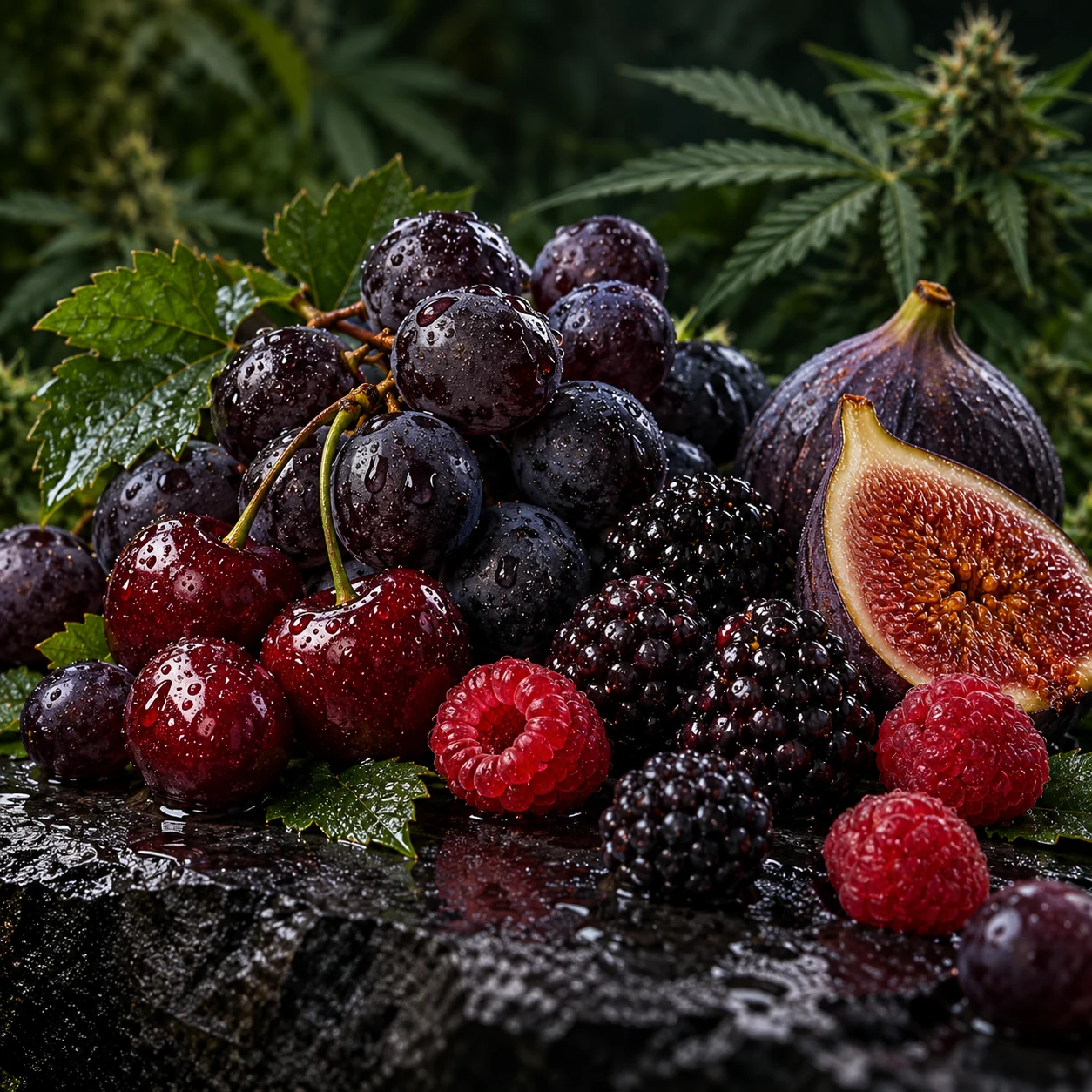 Bayas, uvas y cerezas para el perfil frutal