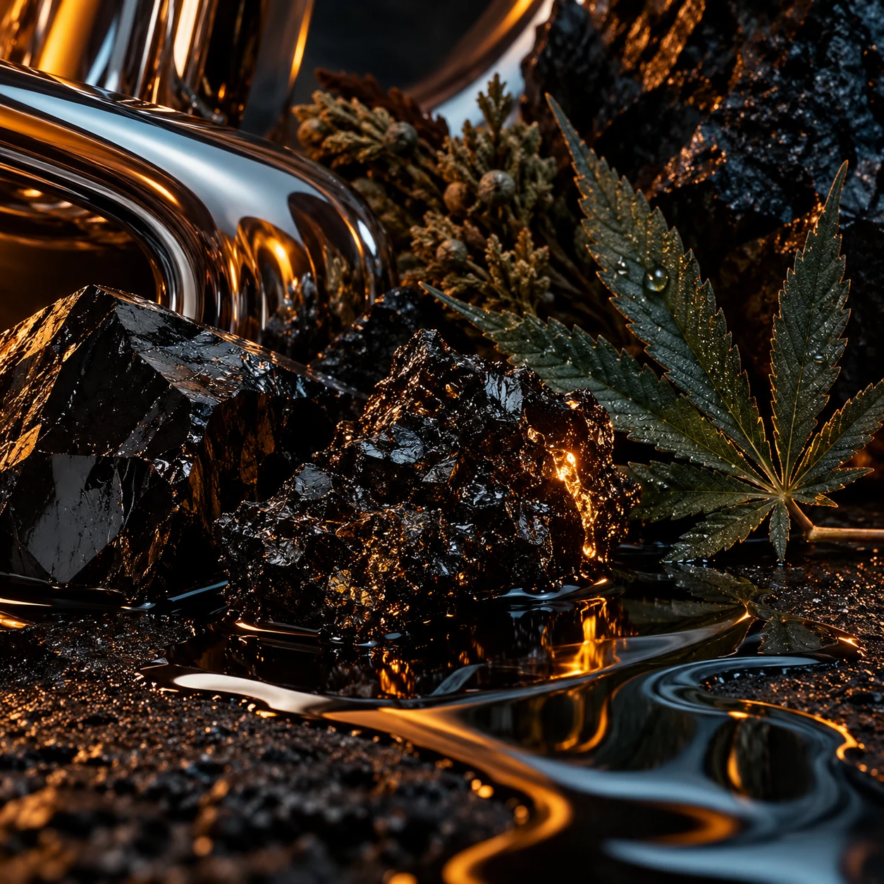 Composición oscura y resinosa para el perfil de gas y combustible