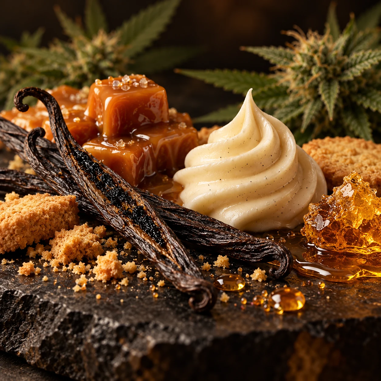 Vainilla, caramelo y crema para el perfil dulce y de postre