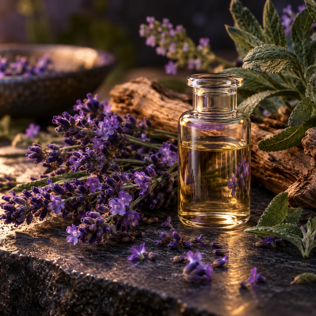 Lavanda y salvia para el perfil de linalool